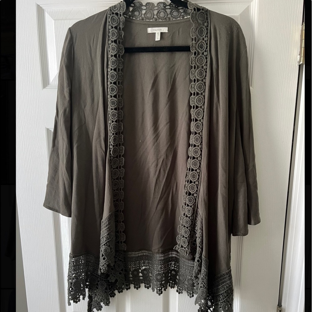 Gray cardigan with lace